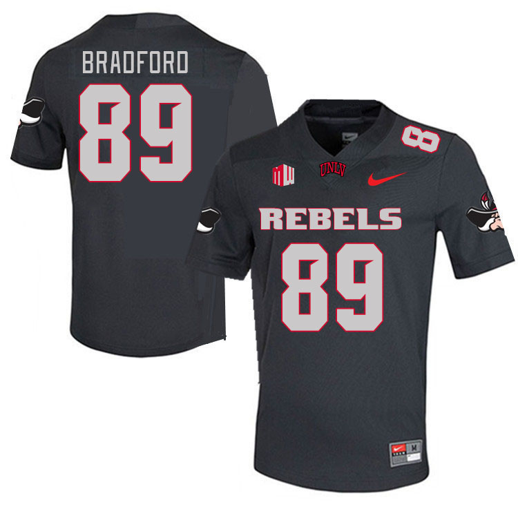 Men #89 Malik Bradford UNLV Rebels 2023 College Football Jerseys Stitched-Charcoal - Click Image to Close
